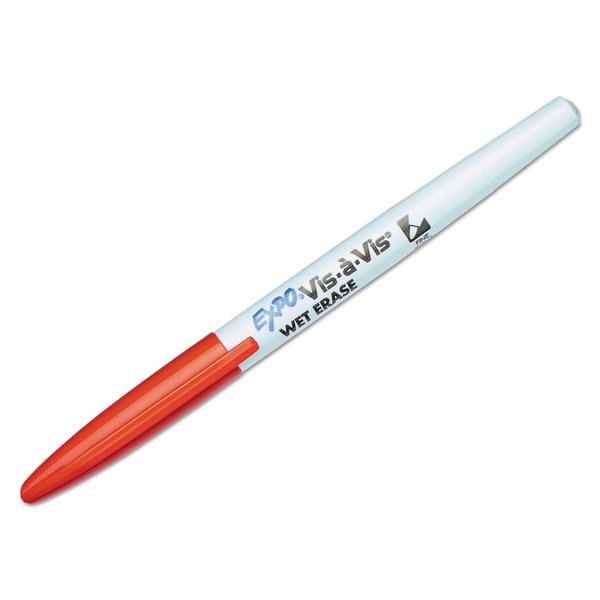 Expo Vis-à-Vis Wet Erase Marker, Fine Bullet Tip, Red, PK12 16002